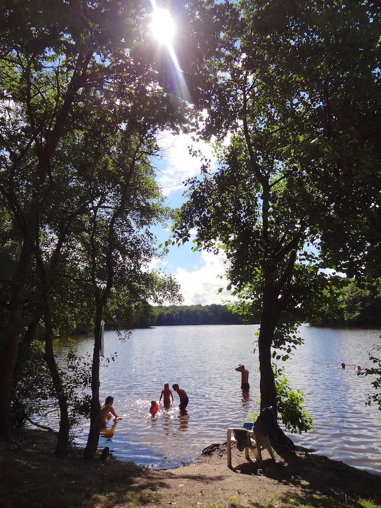 Taking a dip in the lake